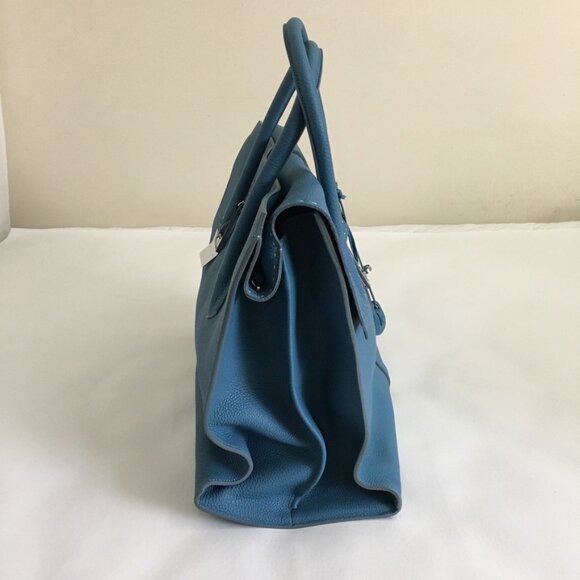 NWT Nagatani Made in Japan Large Tote w/Dust bag Blue Leather - Picture 4 of 16